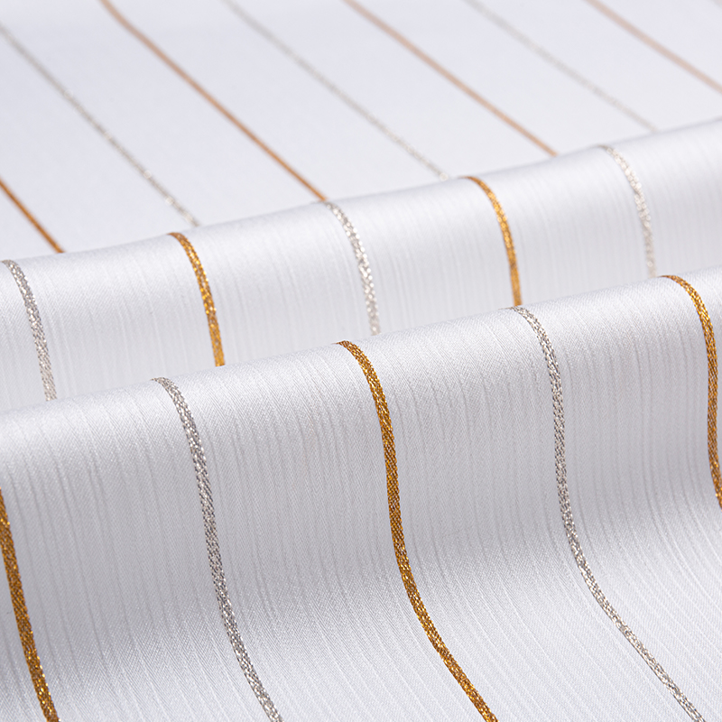 Satin Crepe Gold Stripe Stoff