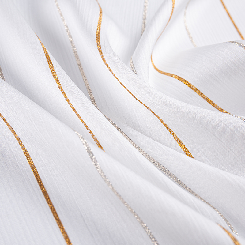 Satin Crepe Gold Stripe Stoff