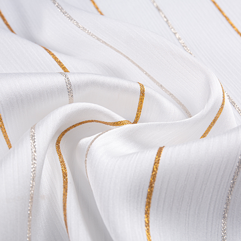 Satin Crepe Gold Stripe Stoff